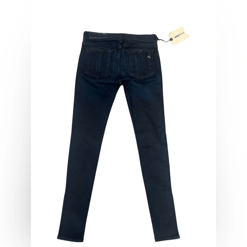Rag & Bone Kensington Moto Skinny Jeans Dark Blue Zip Detail Size 24 NWT - Picture 2 of 16